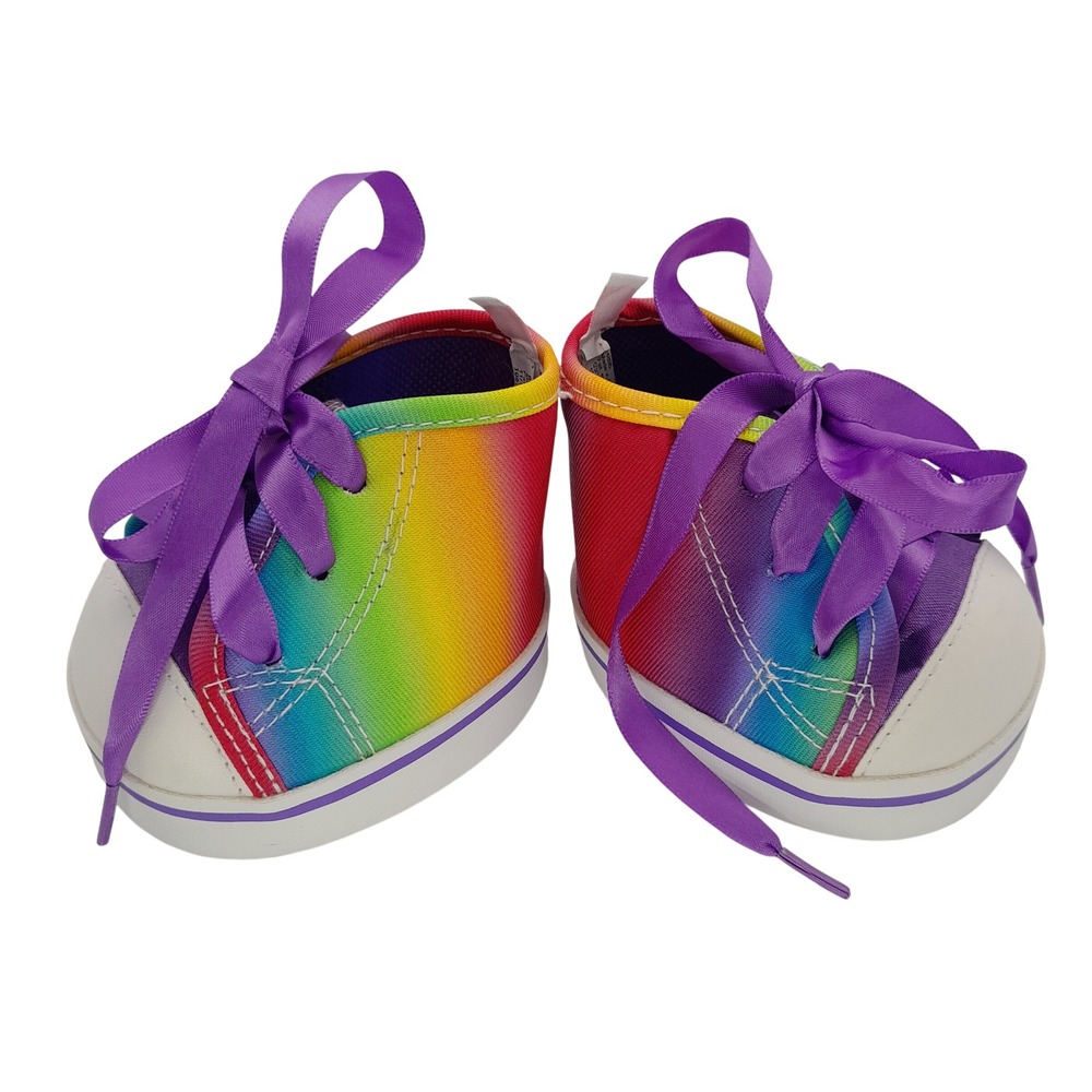 Build-A-Bear Workshop Rainbow High Top Sneakers Purple Ribbon Laces Plush Shoes